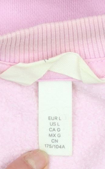 H&M Women Pink Boston Graphic Pullover Sweatshirt L Cotton Blend