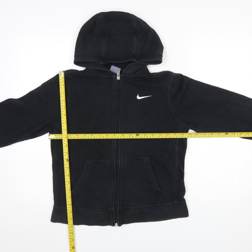 Nike Boys Black Full Zip Hoodie 12-13 Years Cotton Blend Sweatshirt
