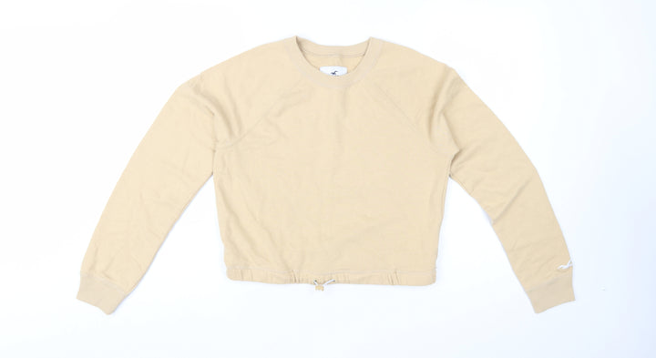 Hollister Women’s Beige Cotton Blend Crew Neck Pullover Sweatshirt Size S