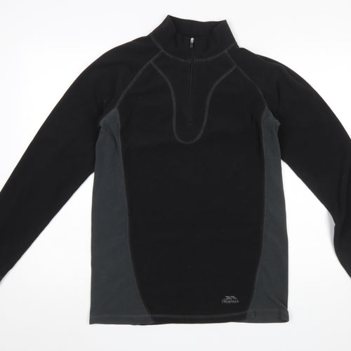 Trespass Mens Black Fleece 1/4 Zip Pullover Sweatshirt Size M