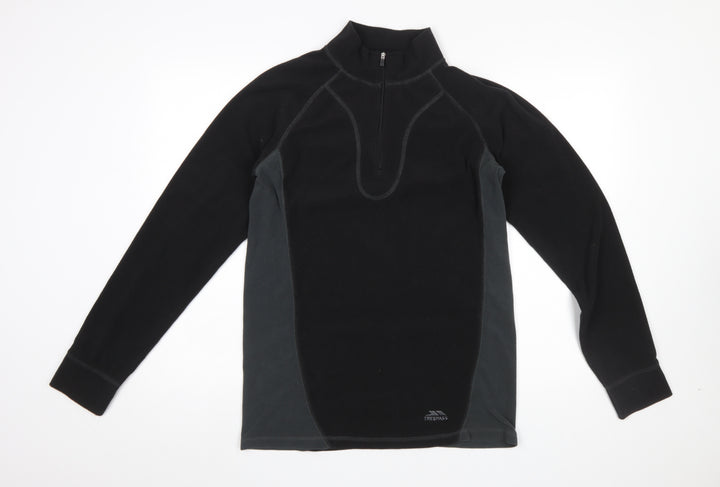 Trespass Mens Black Fleece 1/4 Zip Pullover Sweatshirt Size M
