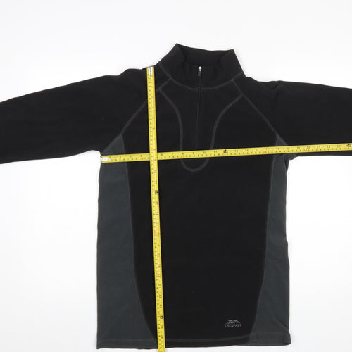 Trespass Mens Black Fleece 1/4 Zip Pullover Sweatshirt Size M