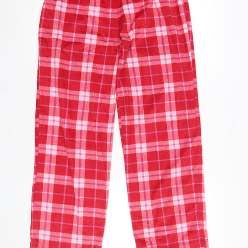 Marks and Spencer Womens Red Mix Check Pyjama Pants Small Flannel Warm Lounge Bottoms