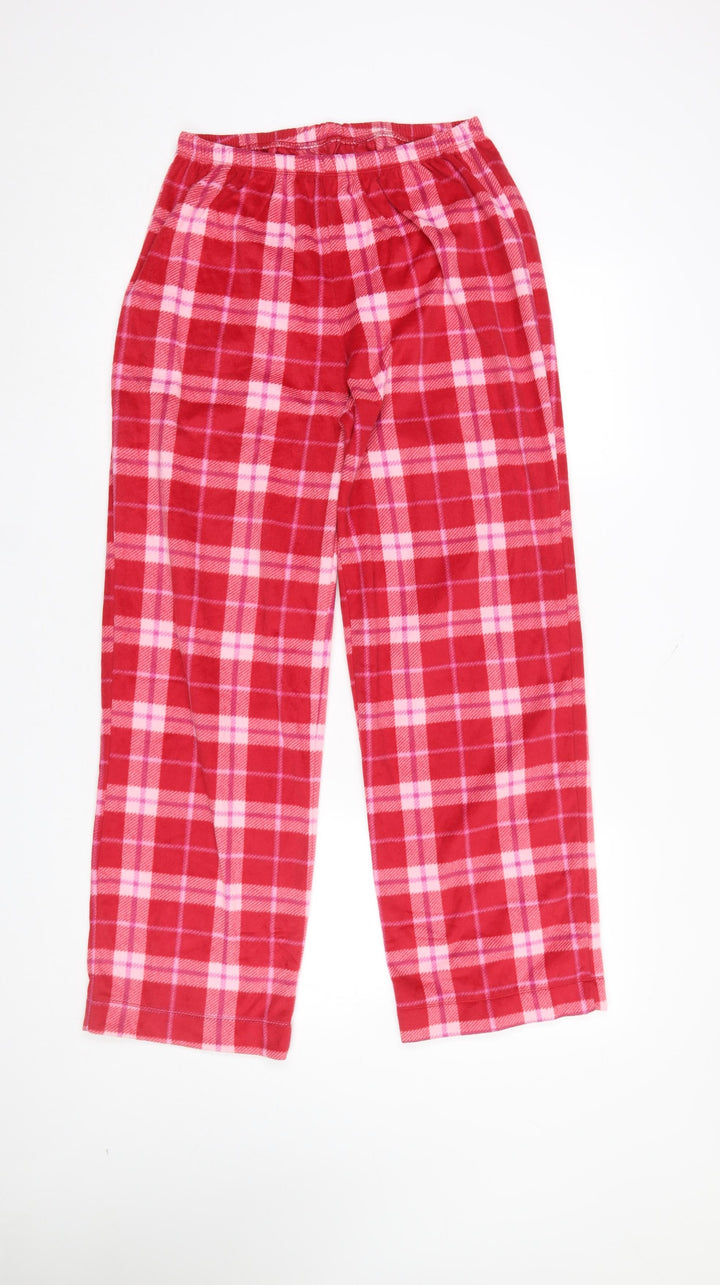 Marks and Spencer Womens Red Mix Check Pyjama Pants Small Flannel Warm Lounge Bottoms
