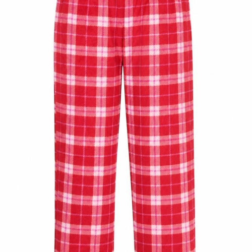 Marks and Spencer Womens Red Mix Check Pyjama Pants Small Flannel Warm Lounge Bottoms