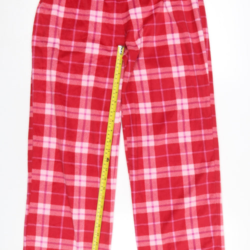 Marks and Spencer Womens Red Mix Check Pyjama Pants Small Flannel Warm Lounge Bottoms