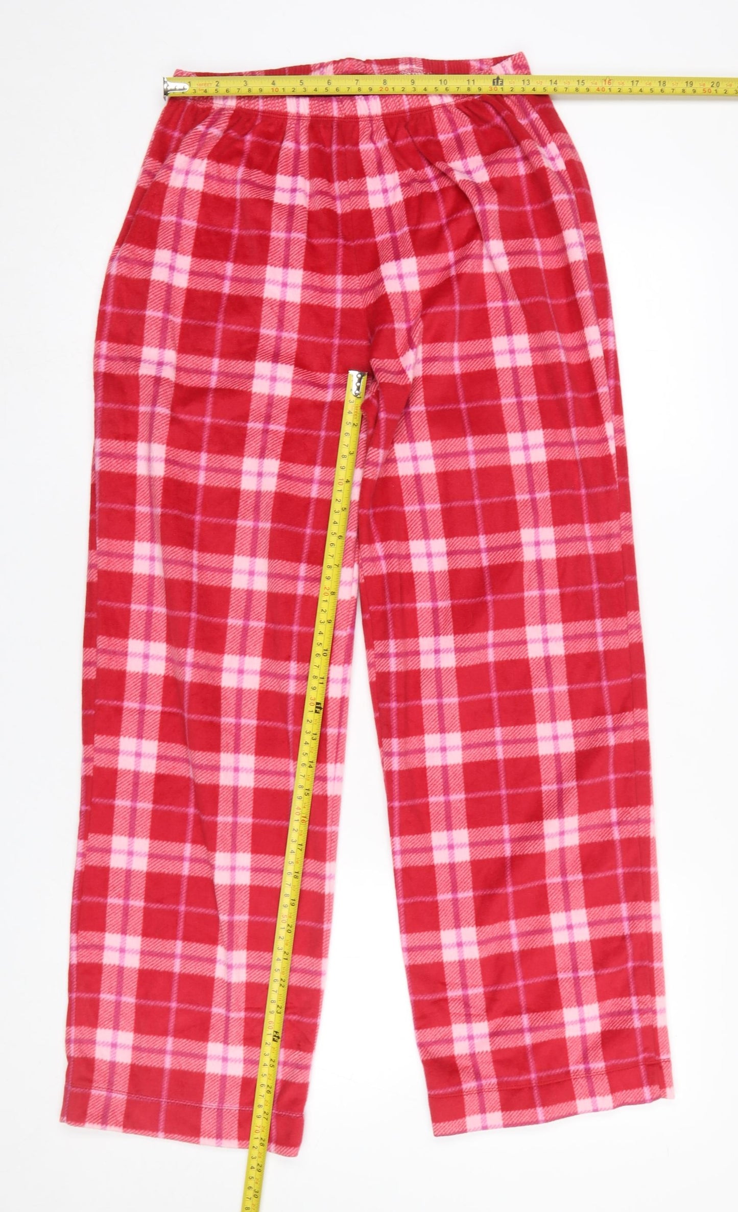 Marks and Spencer Womens Red Mix Check Pyjama Pants Small Flannel Warm Lounge Bottoms