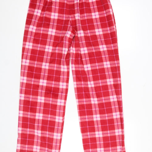 Marks and Spencer Womens Red Mix Check Pyjama Pants Small Flannel Warm Lounge Bottoms