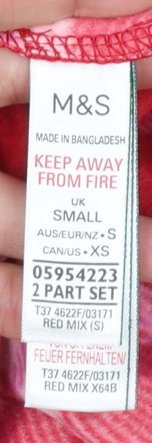 Marks and Spencer Womens Red Mix Check Pyjama Pants Small Flannel Warm Lounge Bottoms