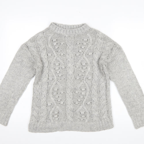 Next Womens Grey Cable-Knit Crew Neck Pullover Jumper XS