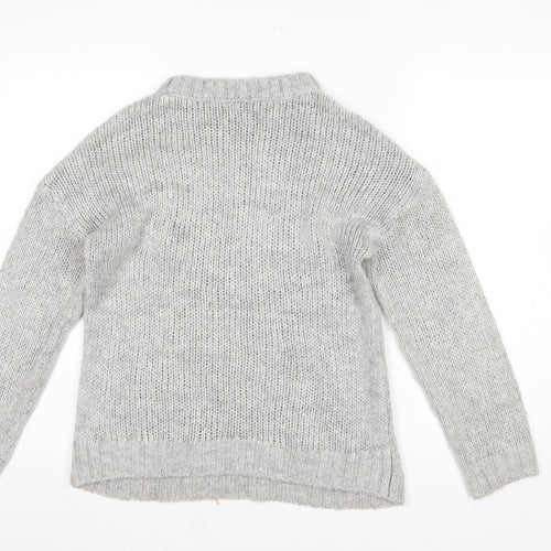 Next Womens Grey Cable-Knit Crew Neck Pullover Jumper XS