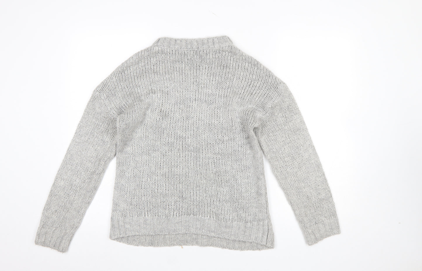 Next Womens Grey Cable-Knit Crew Neck Pullover Jumper XS