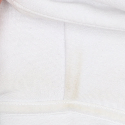 Jack & Jones Mens White Hoodie Medium Pullover Logo Design