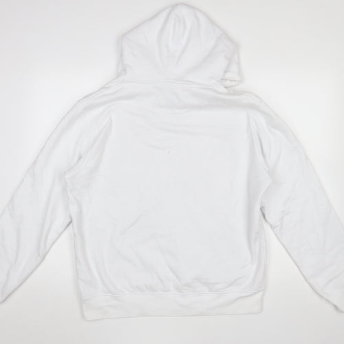 Jack & Jones Mens White Hoodie Medium Pullover Logo Design