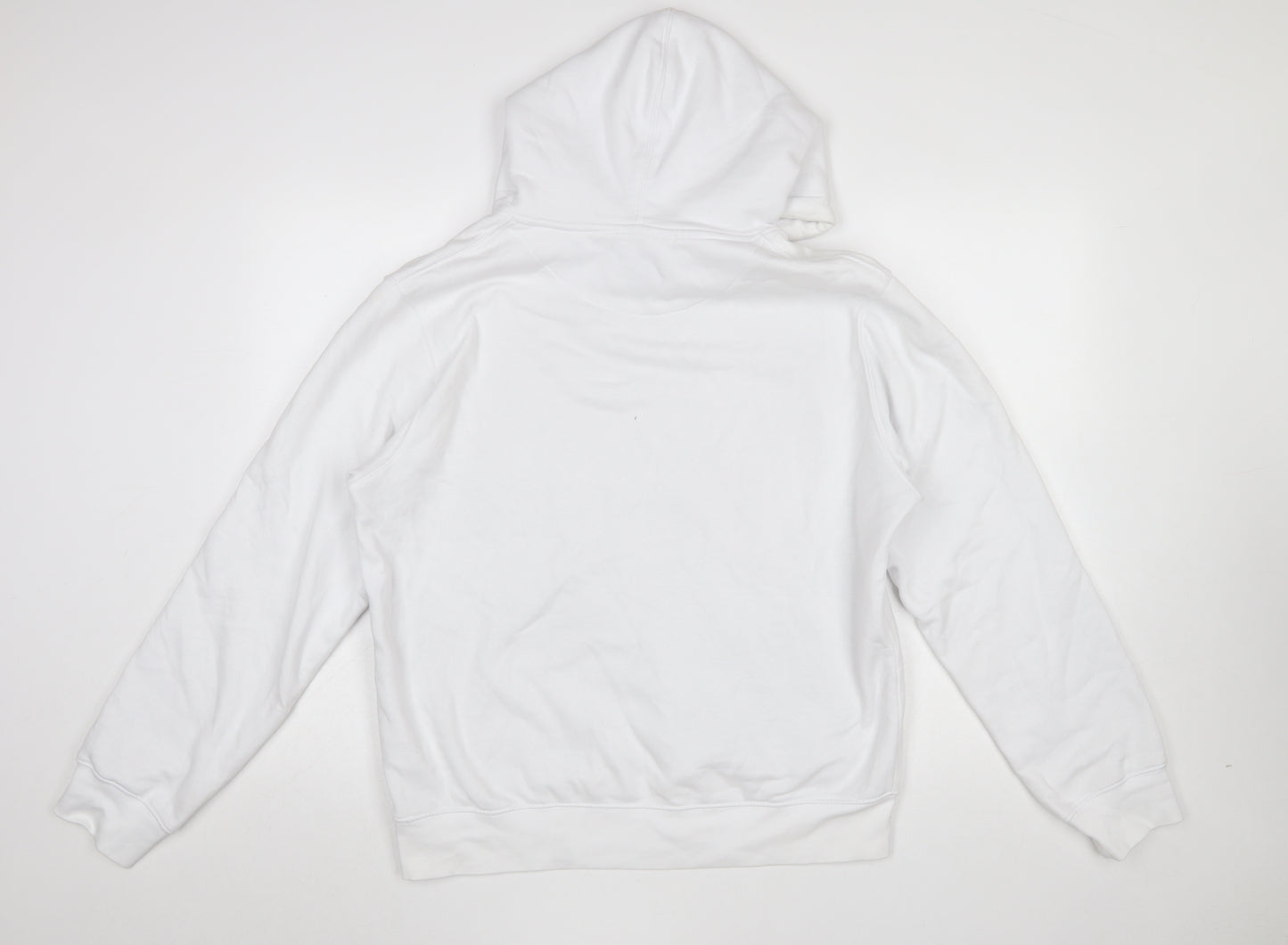 Jack & Jones Mens White Hoodie Medium Pullover Logo Design
