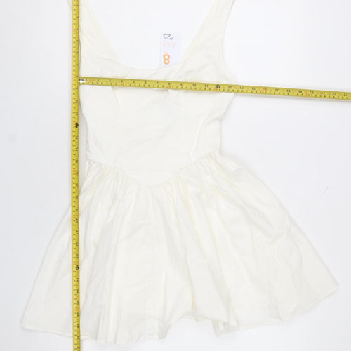 Primark Women Ivory Fit & Flare Short Sleeveless Dress Size 8