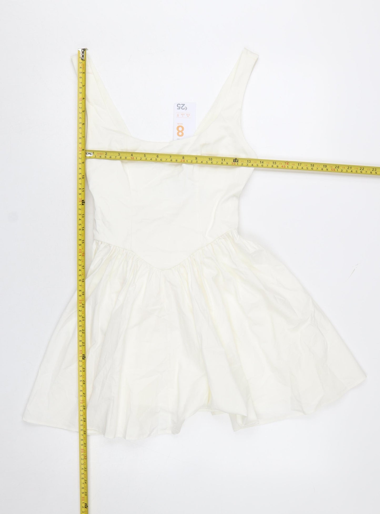 Primark Women Ivory Fit & Flare Short Sleeveless Dress Size 8