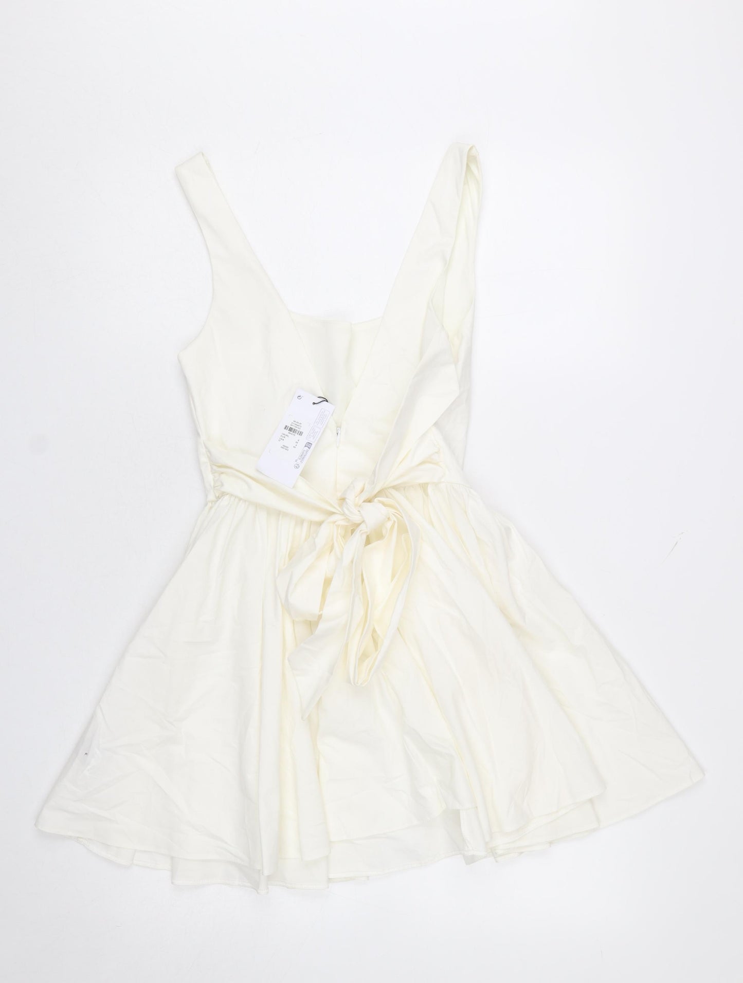 Primark Women Ivory Fit & Flare Short Sleeveless Dress Size 8