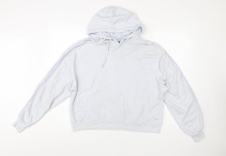 Hollister Women’s Light Blue Lace Trim Hoodie Size L Pullover