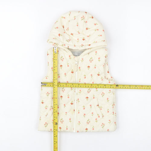 George Girls Ivory Floral Quilted Hooded Puffer Jacket 9-12 Months