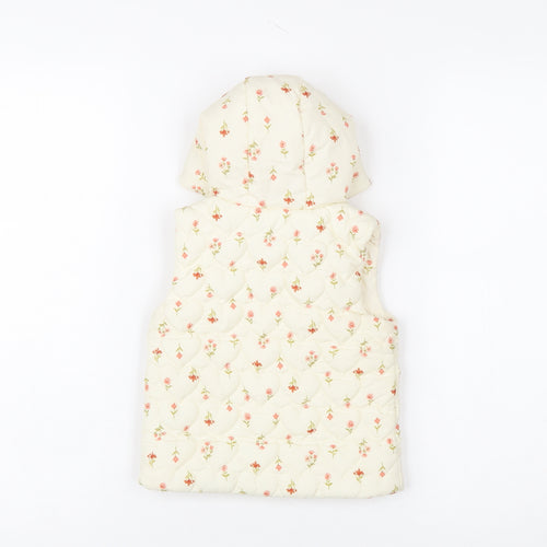 George Girls Ivory Floral Quilted Hooded Puffer Jacket 9-12 Months