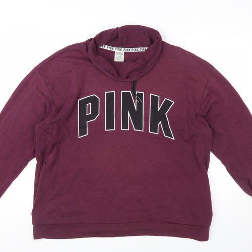 Victoria's Secret PINK Womens Burgundy Pullover Sweatshirt L Cotton Blend