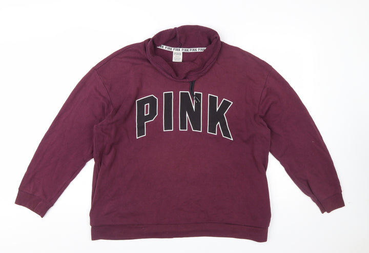 Victoria's Secret PINK Womens Burgundy Pullover Sweatshirt L Cotton Blend