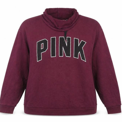 Victoria's Secret PINK Womens Burgundy Pullover Sweatshirt L Cotton Blend