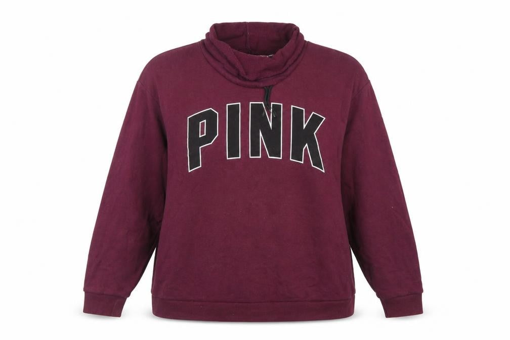 Victoria's Secret PINK Womens Burgundy Pullover Sweatshirt L Cotton Blend