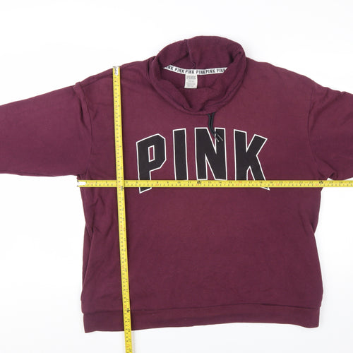 Victoria's Secret PINK Womens Burgundy Pullover Sweatshirt L Cotton Blend