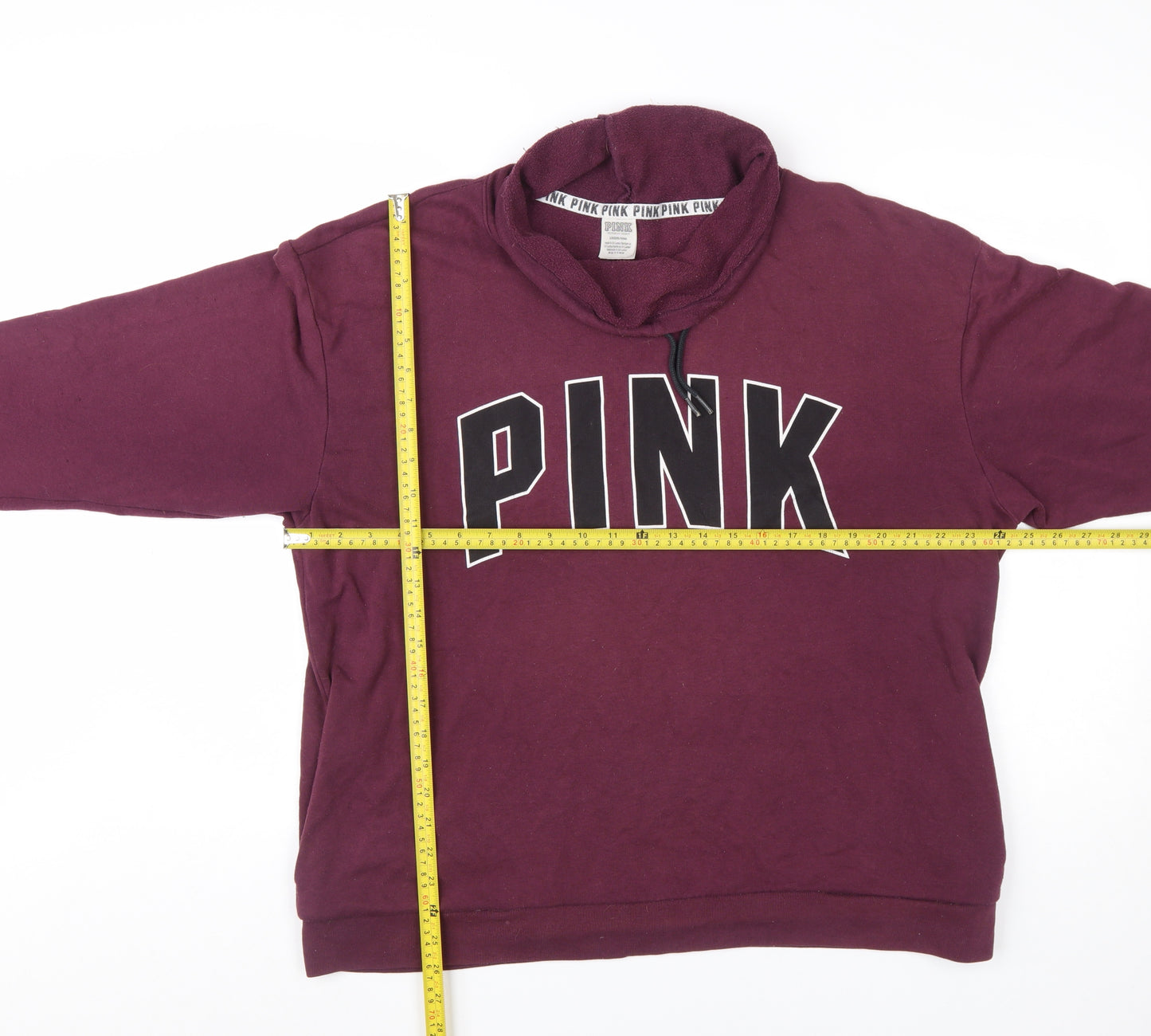 Victoria's Secret PINK Womens Burgundy Pullover Sweatshirt L Cotton Blend