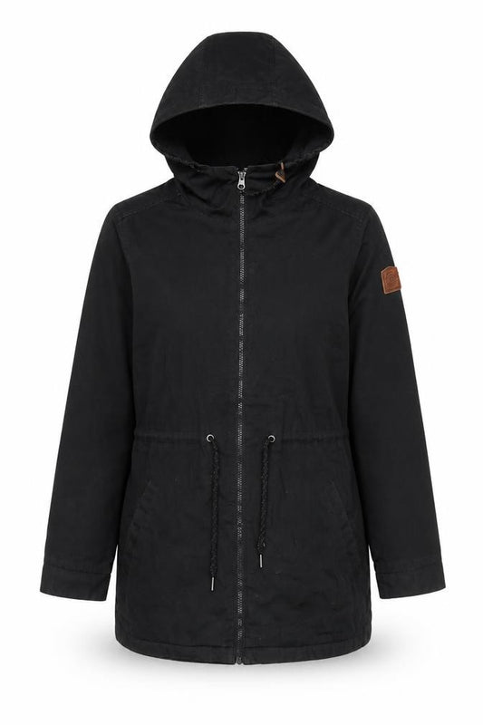 Front view of Element Women's Black Hooded Parka Jacket, size M