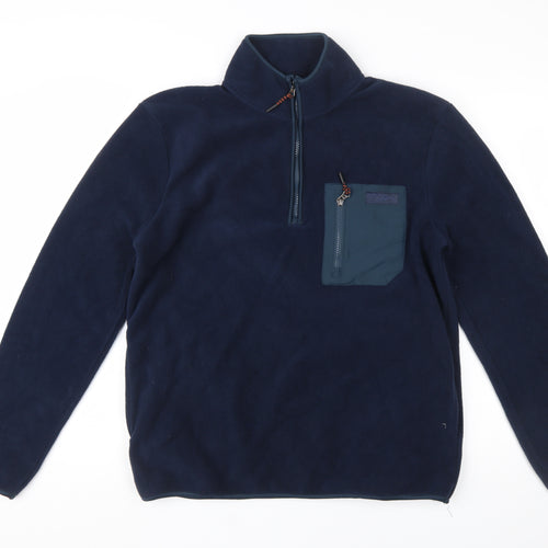 Nutmeg Men Blue Fleece 1/4 Zip Pullover Sweatshirt M Regular Fit
