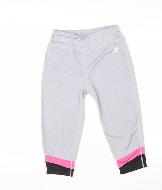Millie & Gym Women Grey Capri Leggings S Moisture Wicking Activewear