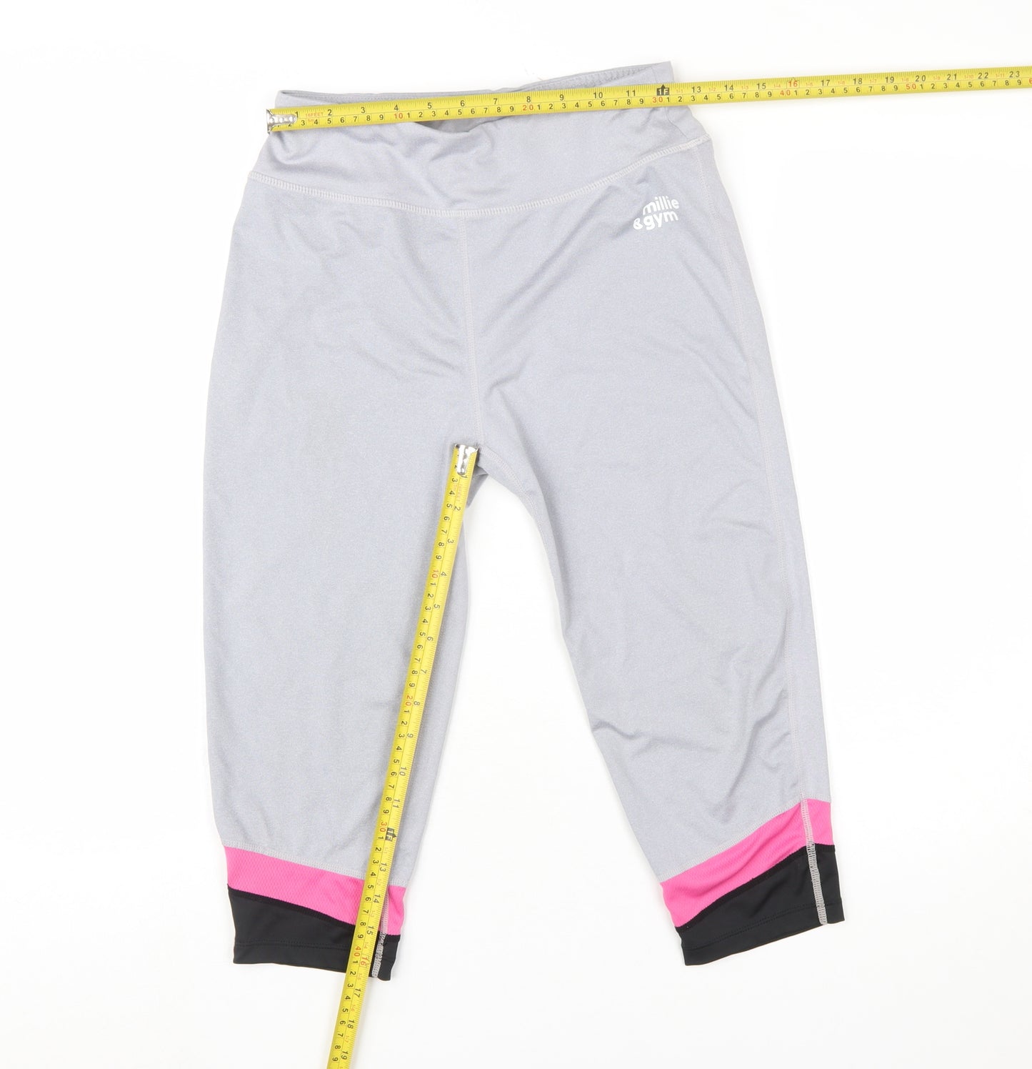Millie & Gym Women Grey Capri Leggings S Moisture Wicking Activewear
