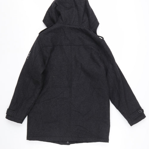 Next Boys Black Wool Blend Hooded Parka Coat 11 Years