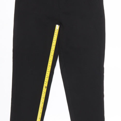 Zara Women Black XS Tapered Trousers Polyester Blend Workwear
