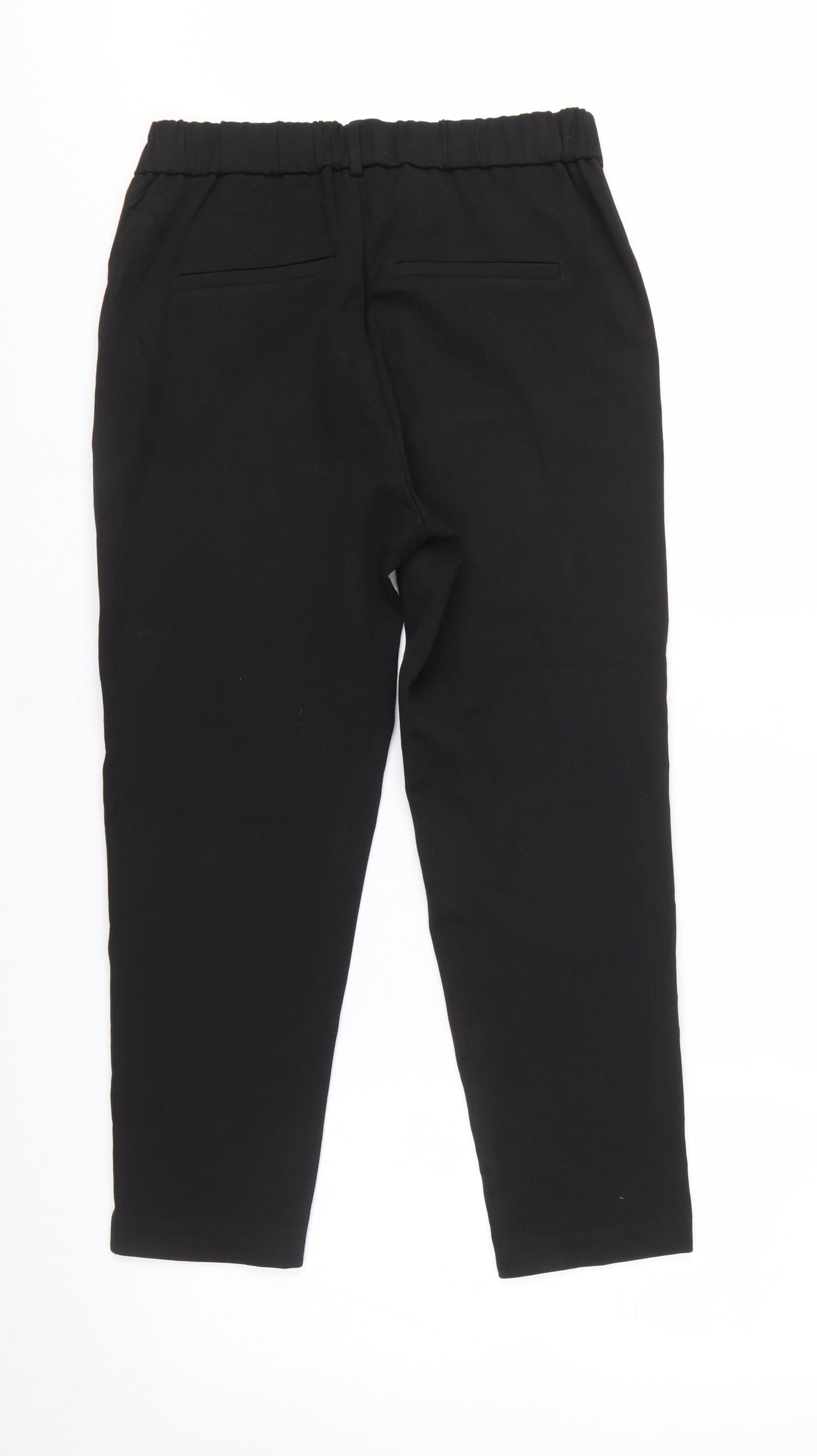 Zara Women Black XS Tapered Trousers Polyester Blend Workwear