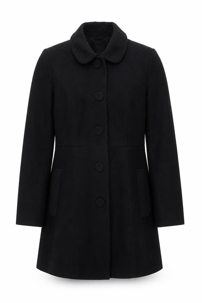 Miss Selfridge Women’s Black Petite Wool Blend Coat UK 10 Classic Buttoned