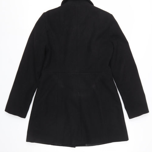 Miss Selfridge Women’s Black Petite Wool Blend Coat UK 10 Classic Buttoned