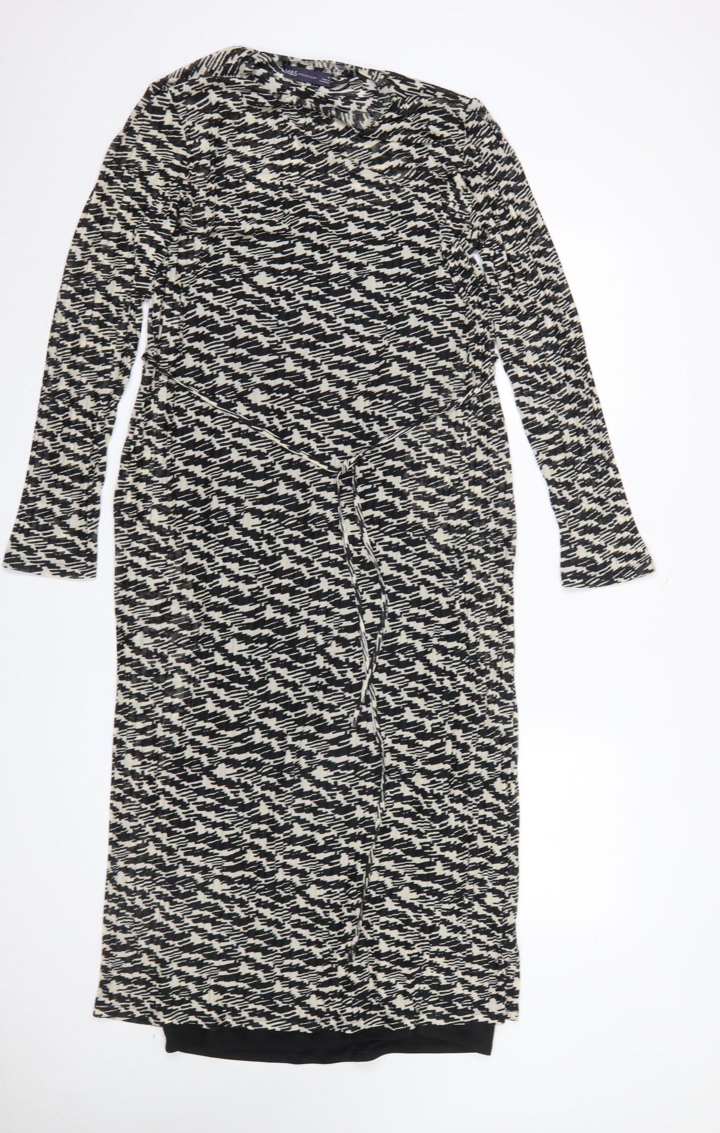 Marks and Spencer Women’s Black Geometric Wrap Midi Dress Size 16
