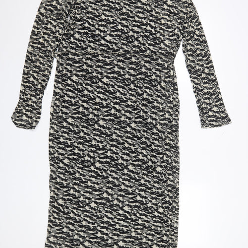 Marks and Spencer Women’s Black Geometric Wrap Midi Dress Size 16