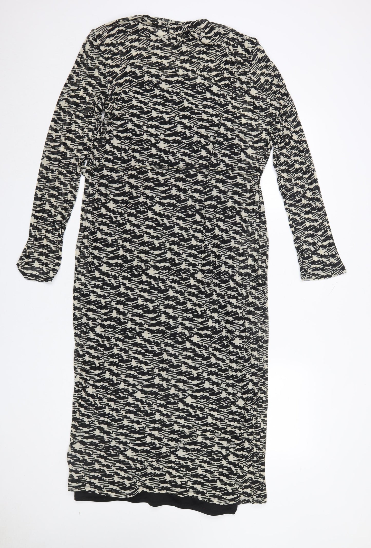 Marks and Spencer Women’s Black Geometric Wrap Midi Dress Size 16