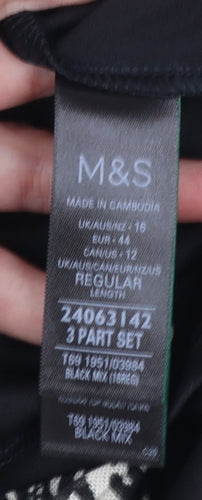 Marks and Spencer Women’s Black Geometric Wrap Midi Dress Size 16