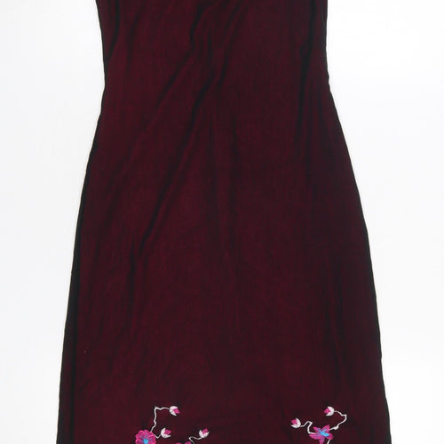 A|wear Women’s Red Floral Embroidered Slip Dress Size 10