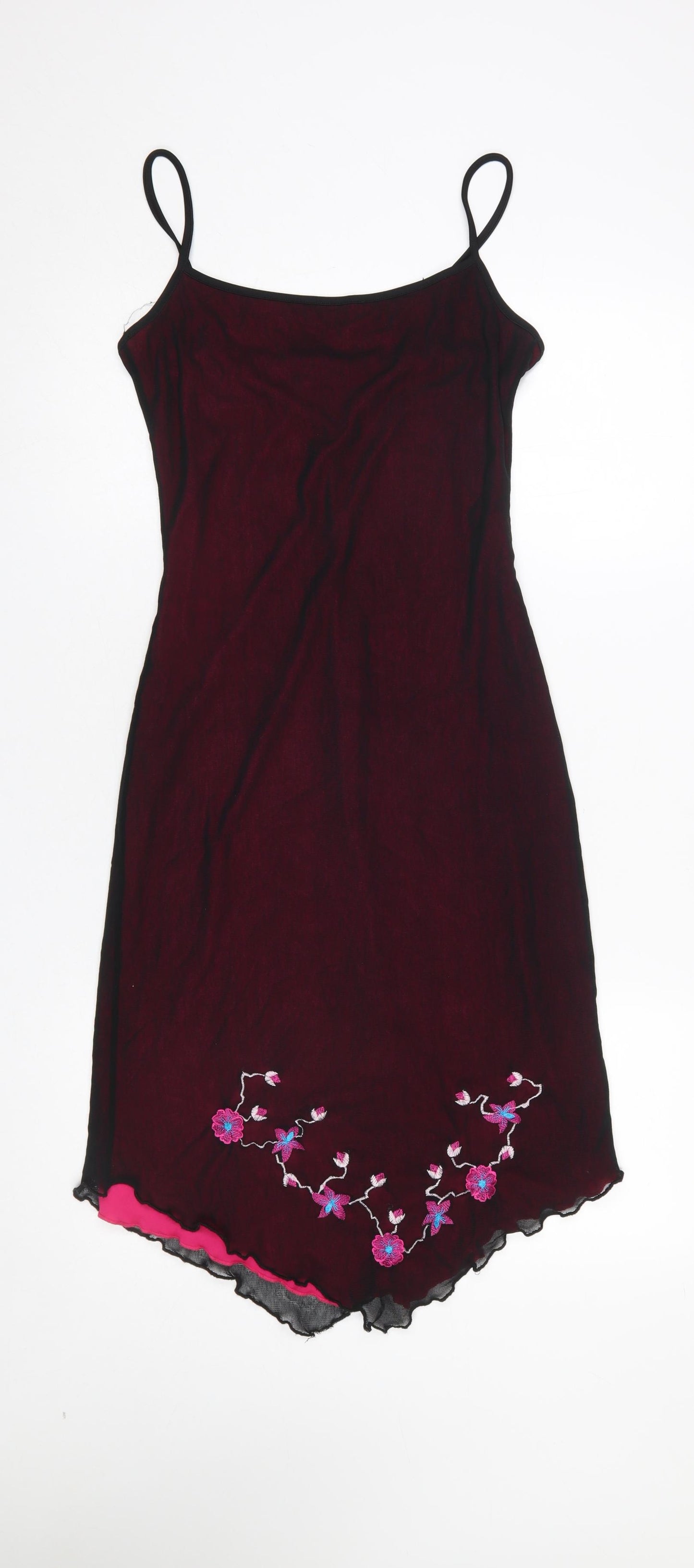 A|wear Women’s Red Floral Embroidered Slip Dress Size 10