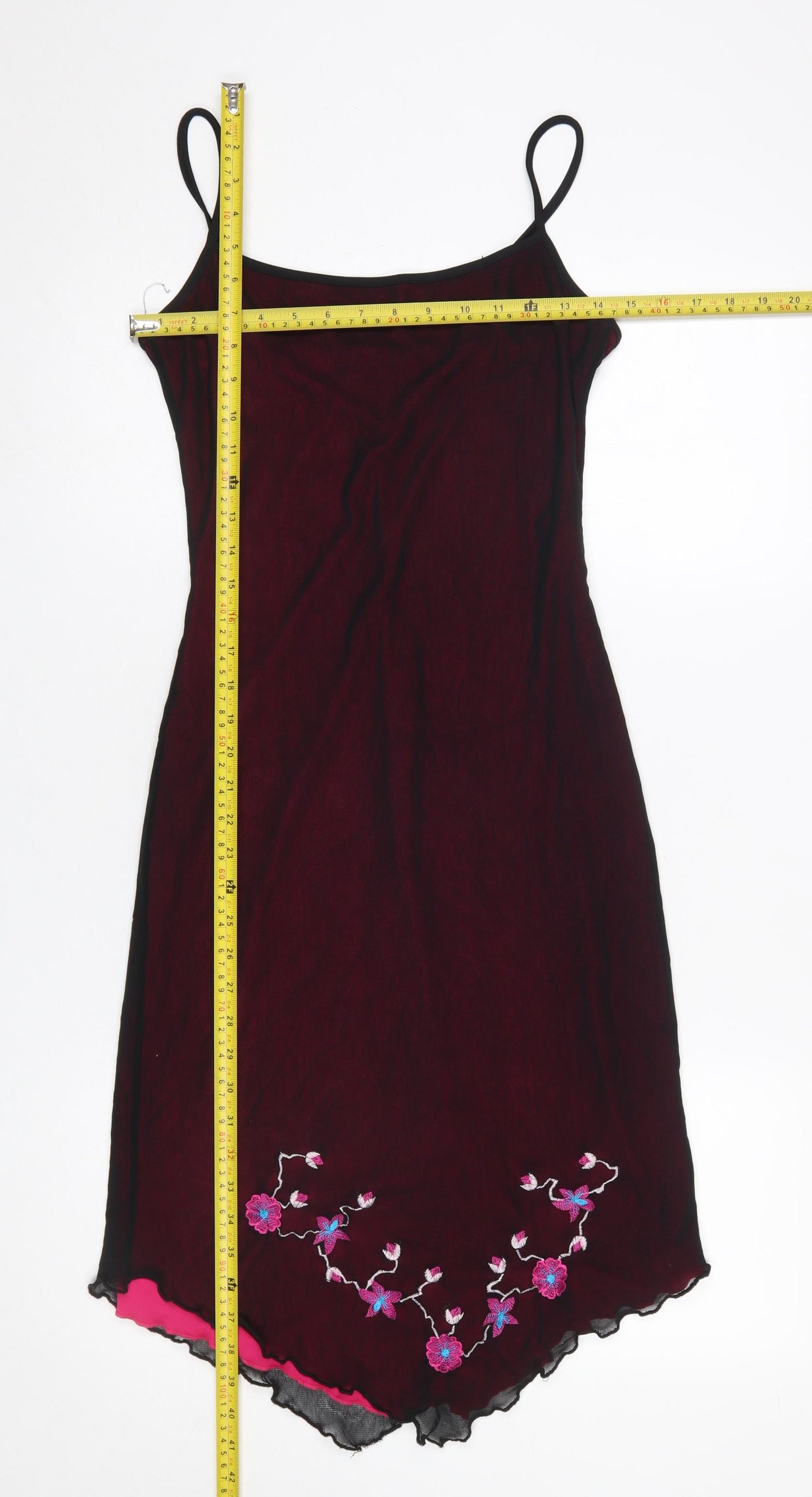 A|wear Women’s Red Floral Embroidered Slip Dress Size 10