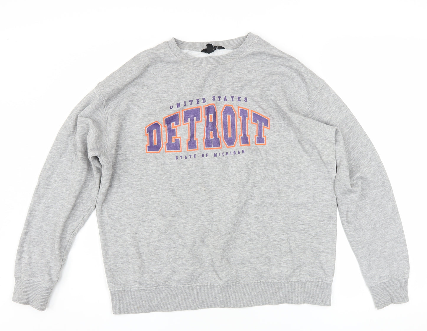 New Look Mens Grey Detroit Graphic Print Sweatshirt Size S