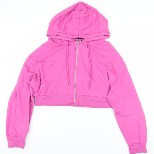 F&F Womens Pink Cropped Hooded Full Zip Activewear Jacket Size 16