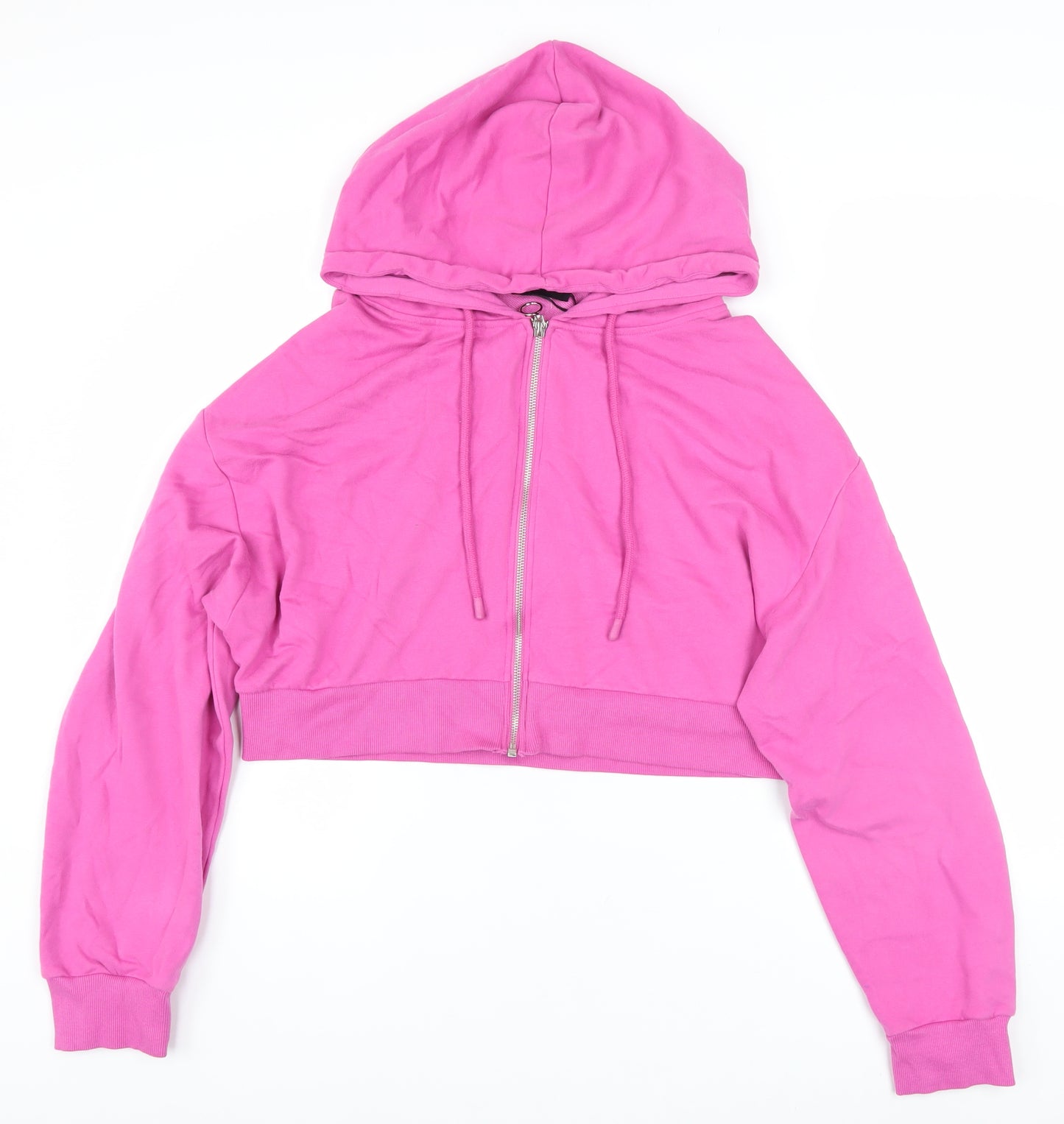 F&F Womens Pink Cropped Hooded Full Zip Activewear Jacket Size 16
